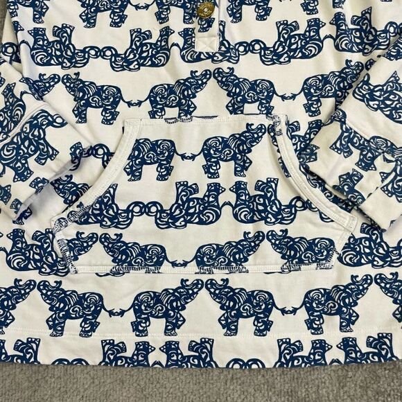 Lilly Pulitzer All Over Elephant Print Gold Button Pullover Sweatshirt Size S - Picture 3 of 5